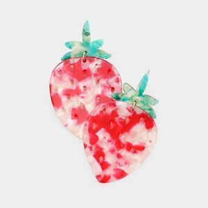 Strawberry Celluloid Acetate Earrings 